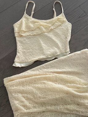 SHEIN Yellow Lace Cami & Skirt Set